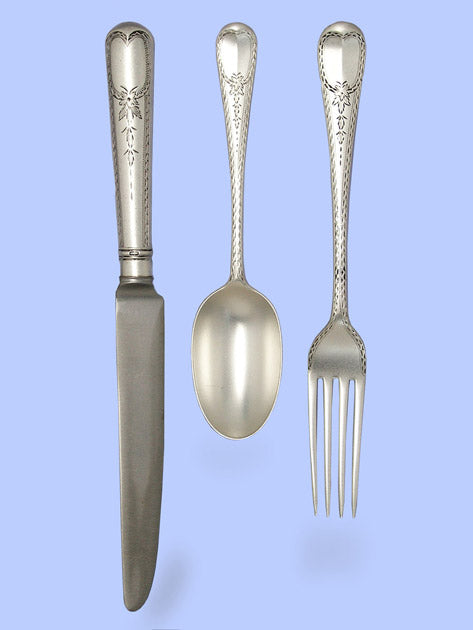 New Hand-Forged Silver Flatware - Hanoverian Engraved Pattern