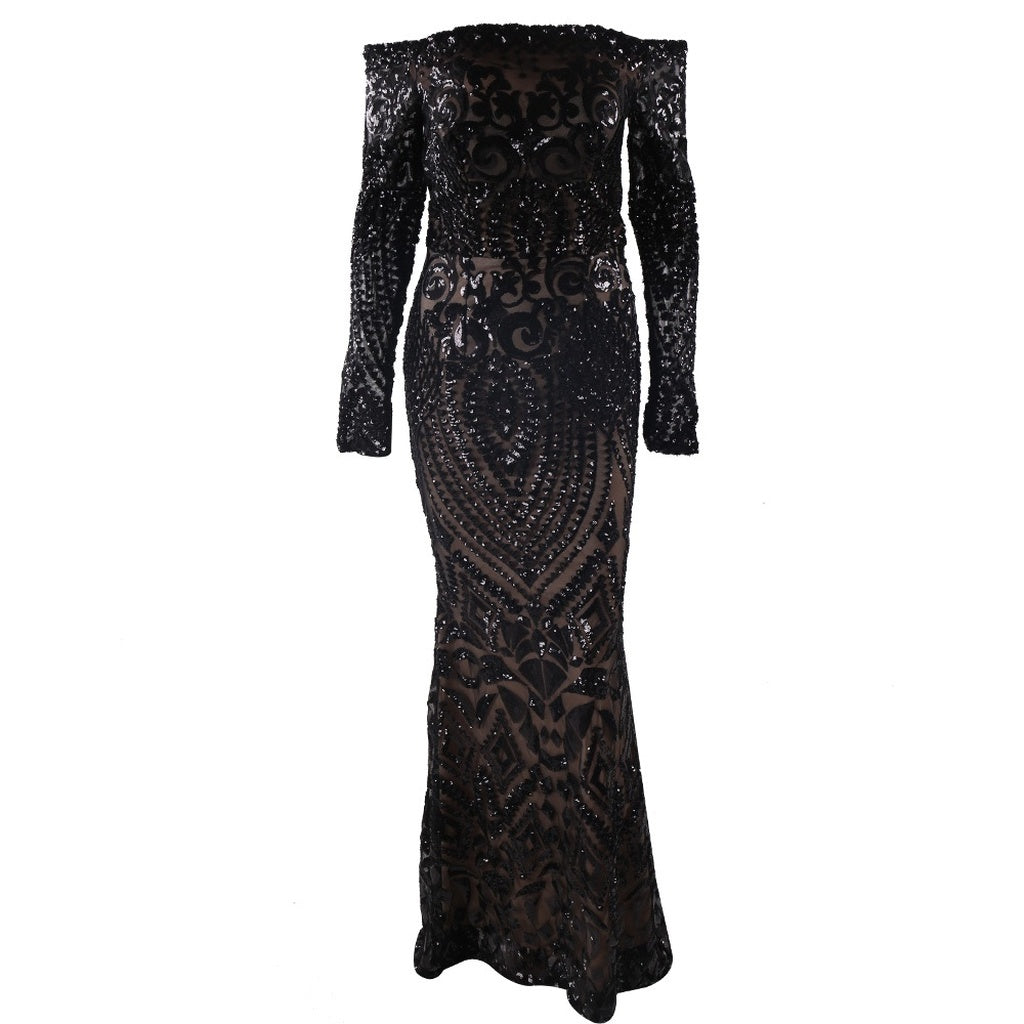 Black Sequin Evening Gown – THE X M WORLD