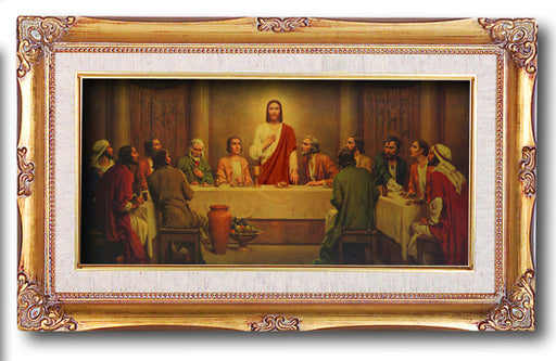 The Last Supper in Ornate Antique Mahogany Frame — Catholic Online Shopping