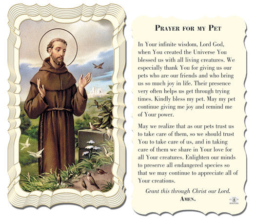 Image of PRAYER FOR MY PET HOLY CARD