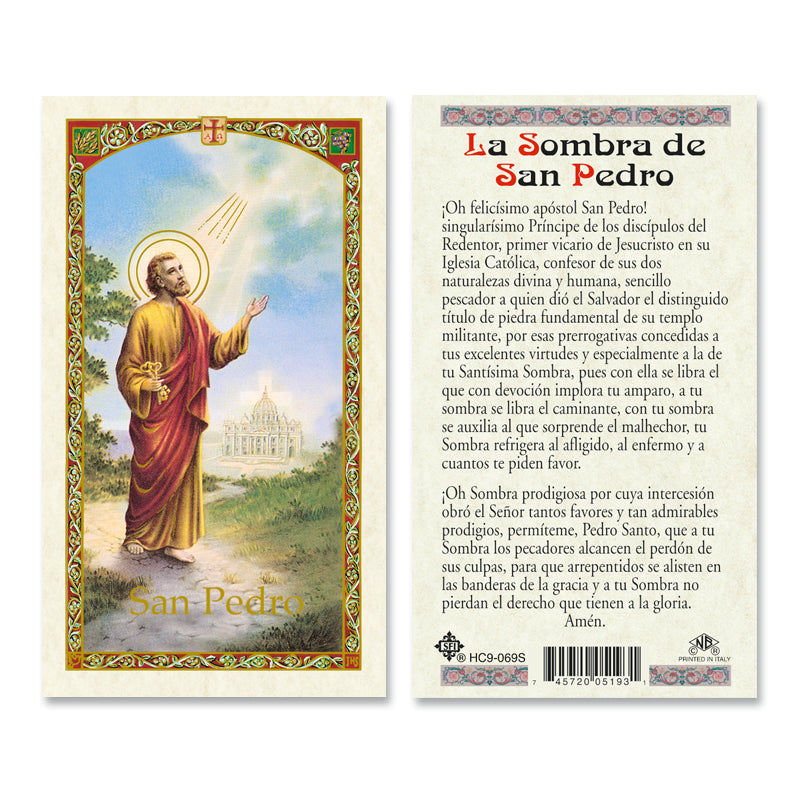 Sombra De San Pedro Spanish Laminated Prayer Cards- FREE Shipping $70+ USA lower 48 states — Catholic Online Shopping