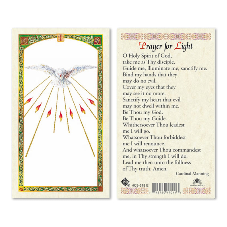 Holy Spirit With Seven Rays Prayer For Light Laminated