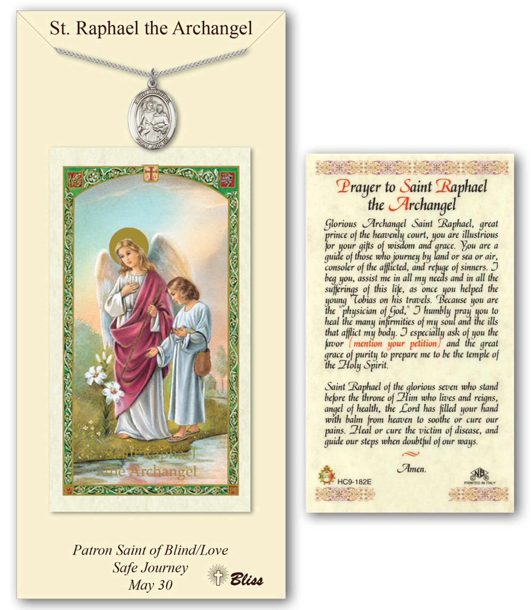 St Raphael the Archangel Pendant Prayer Card | CatholicOnline.Shopping