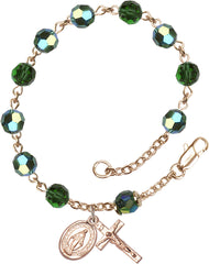 Learn More about 6mm Tourmaline Swarovski, Austrian Tin Cut Aurora 14Kt Gold Filled Rosary Bracelet Image of 6mm Tourmaline Swarovski, Austrian Tin Cut Aurora 14Kt Gold Filled Rosary Bracelet