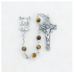 Learn More about Round Tiger Eye Sterling Rosary Image of Round Tiger Eye Sterling Rosary