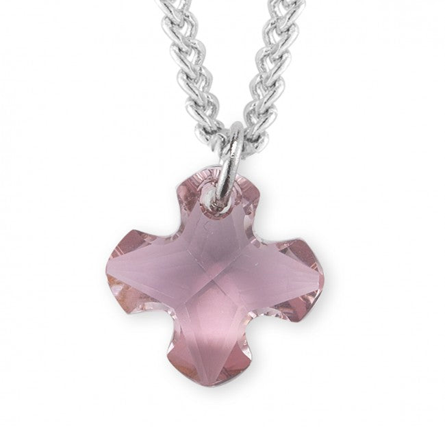 Bebé para castigar impresión Swarovski Crystal Antique Pink Greek Cross Pendant| Catholic Online Shopping