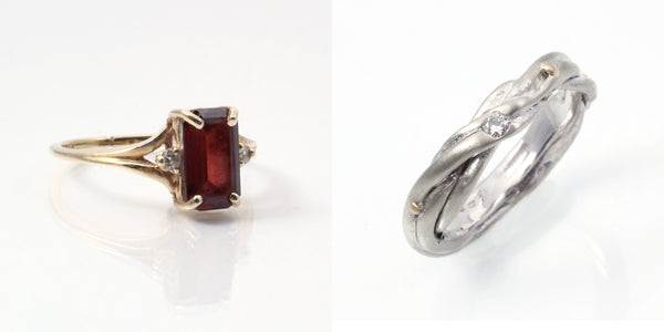 before and after, heirloom redesign, recycled jewelry