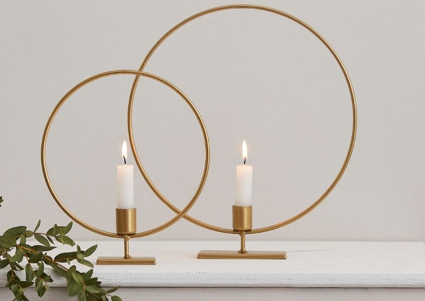 gold hoop candles for 3 super stylish interior looks for Christmas blog