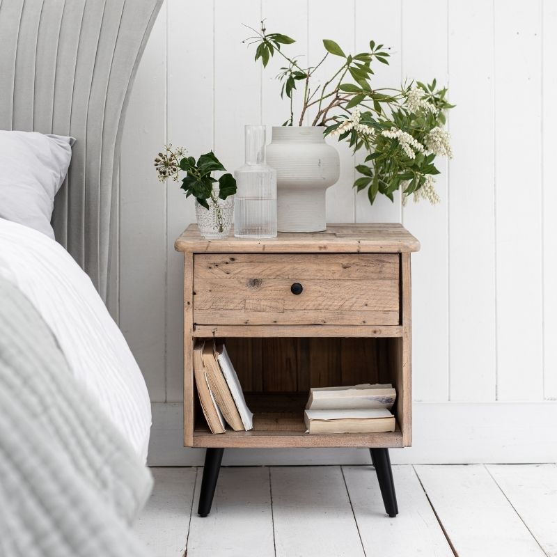 rustic bedside table with drawer