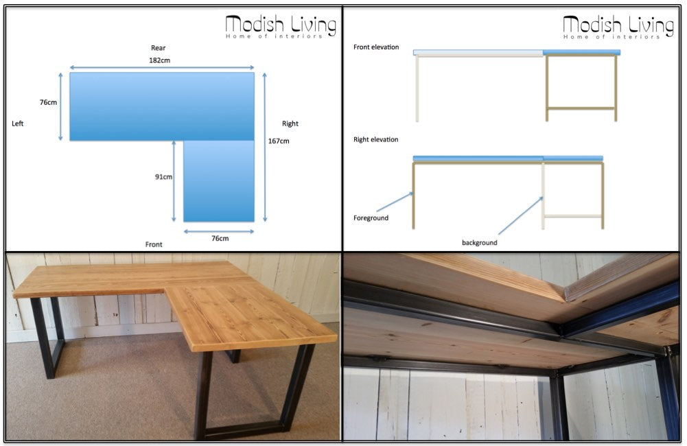 bespoke reclaimed wood and steel desk