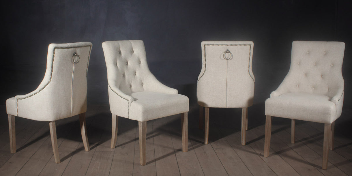 Florence Cream Fabric Dining Chairs Pair Modish Living