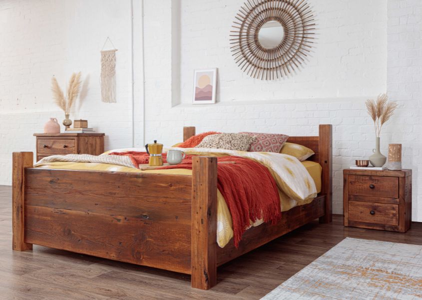 reclaimed solid wood bed frame