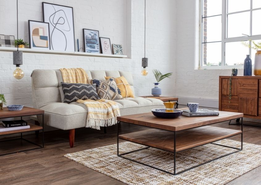 industrial coffee table with cream sofa for quick ways to transform your room over a weekend blog