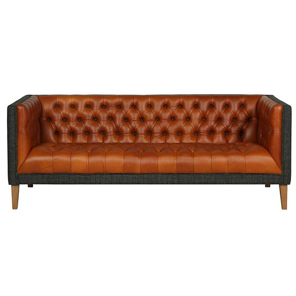 Bristol Leather and Harris Tweed Sofa