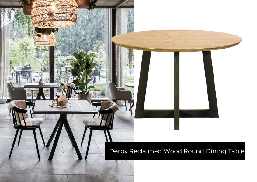 reclaimed wood round dining table