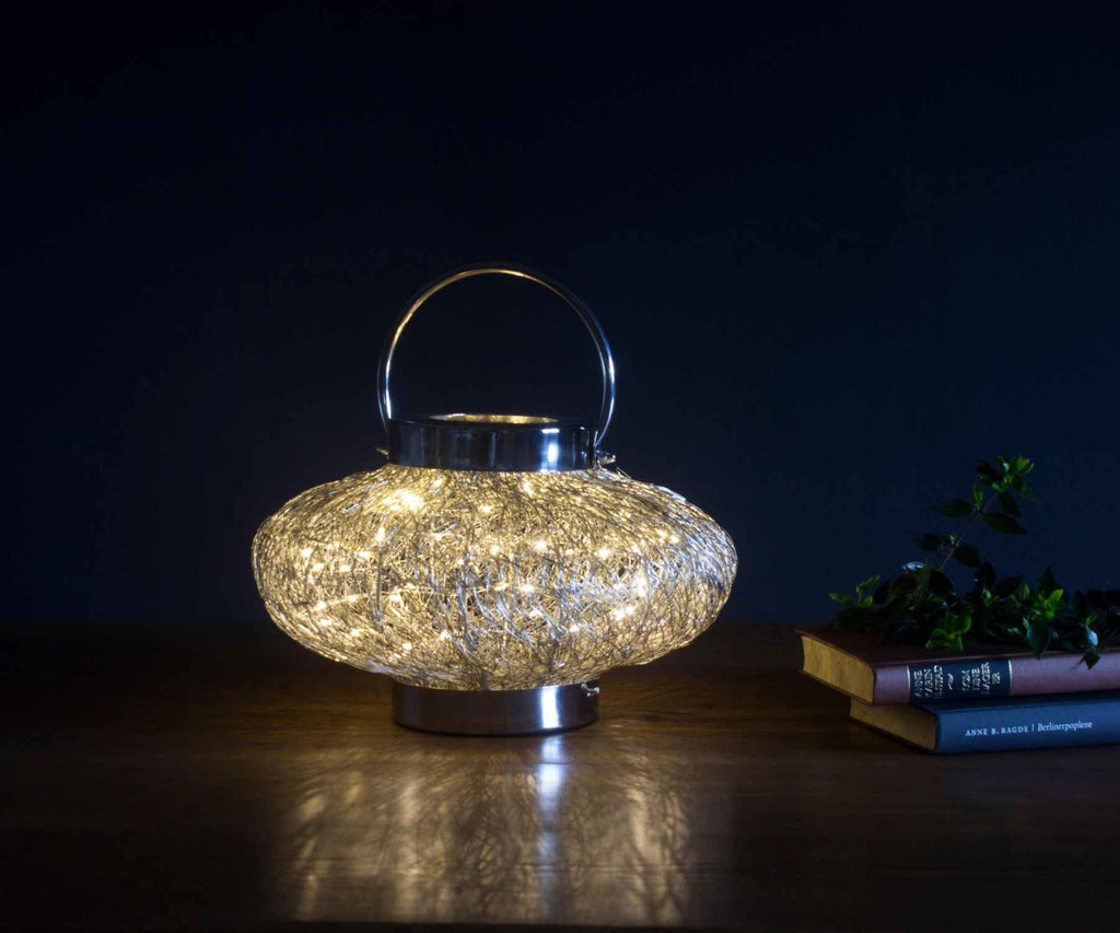 Sparkling light on wooden table