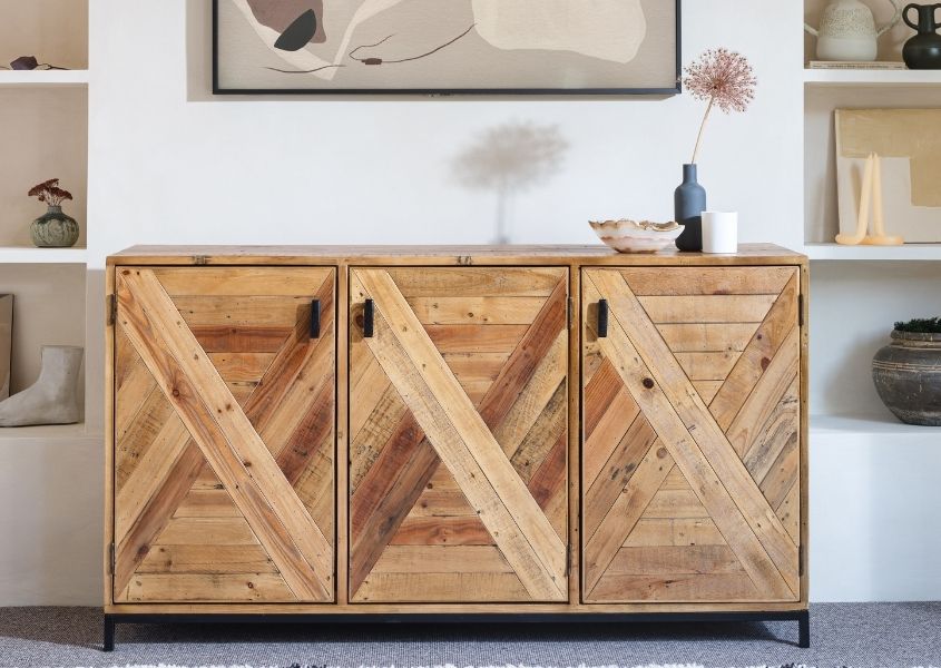 reclaimed wood sideboard with barn style doors