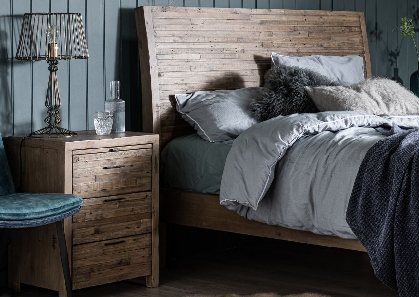 reclaimed wood bedroom furniture and bedside table
