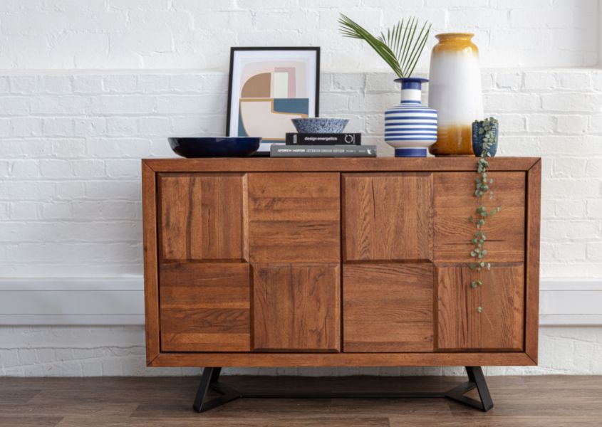 rustic oak sideboard with square panelling