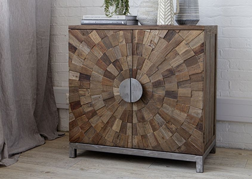 rustic sideboard with mosaic pattern