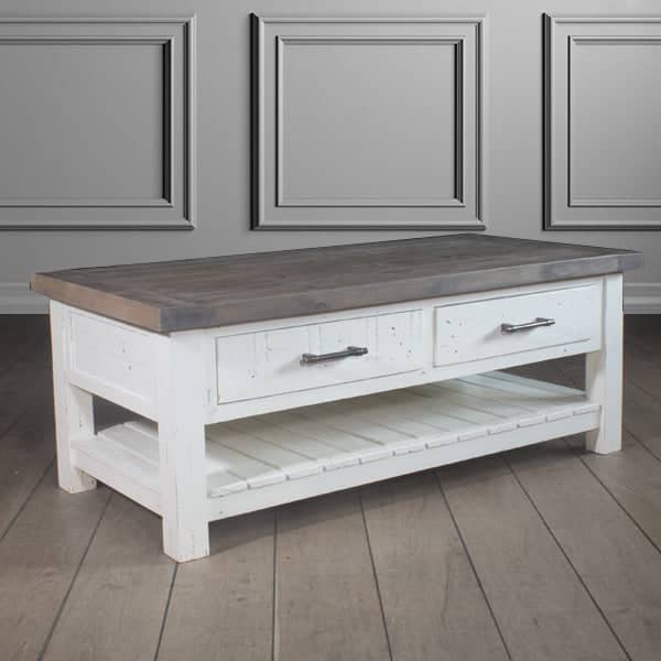 Dorset 2 Drawer Reclaimed Wood Coffee Table Modish Living