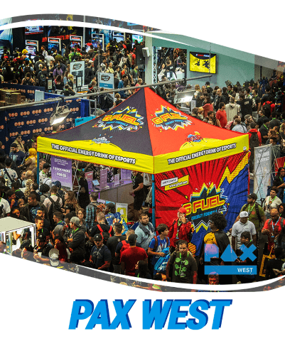 A G FUEL booth pictured above a line that reads "PAX West"
