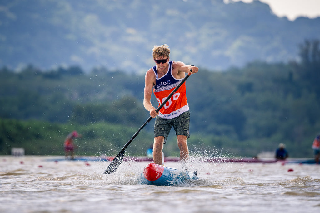 Connor Baxter racing paddleboards on the 2024 starboard all star