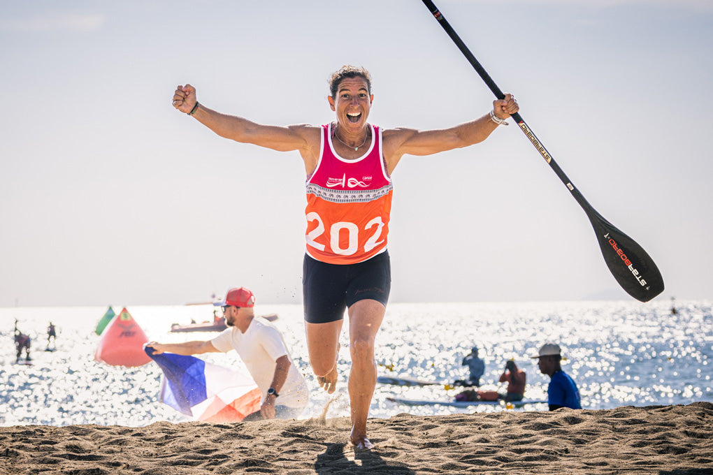 Espe Barreras racing paddleboards on the 2024 starboard all star