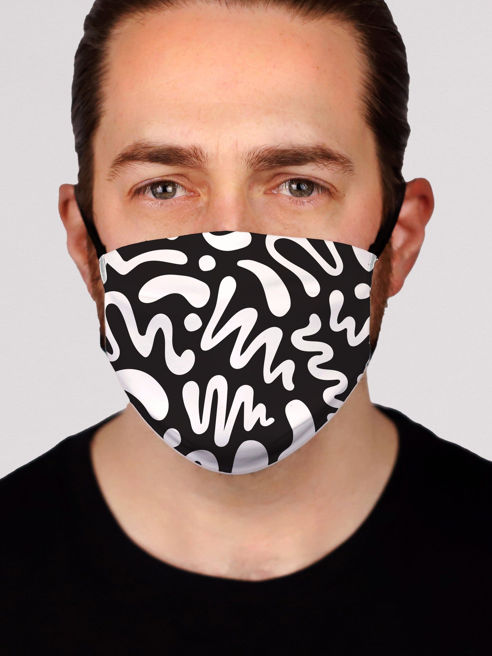 Black Ice Squiggles Face Mask - Electro Threads