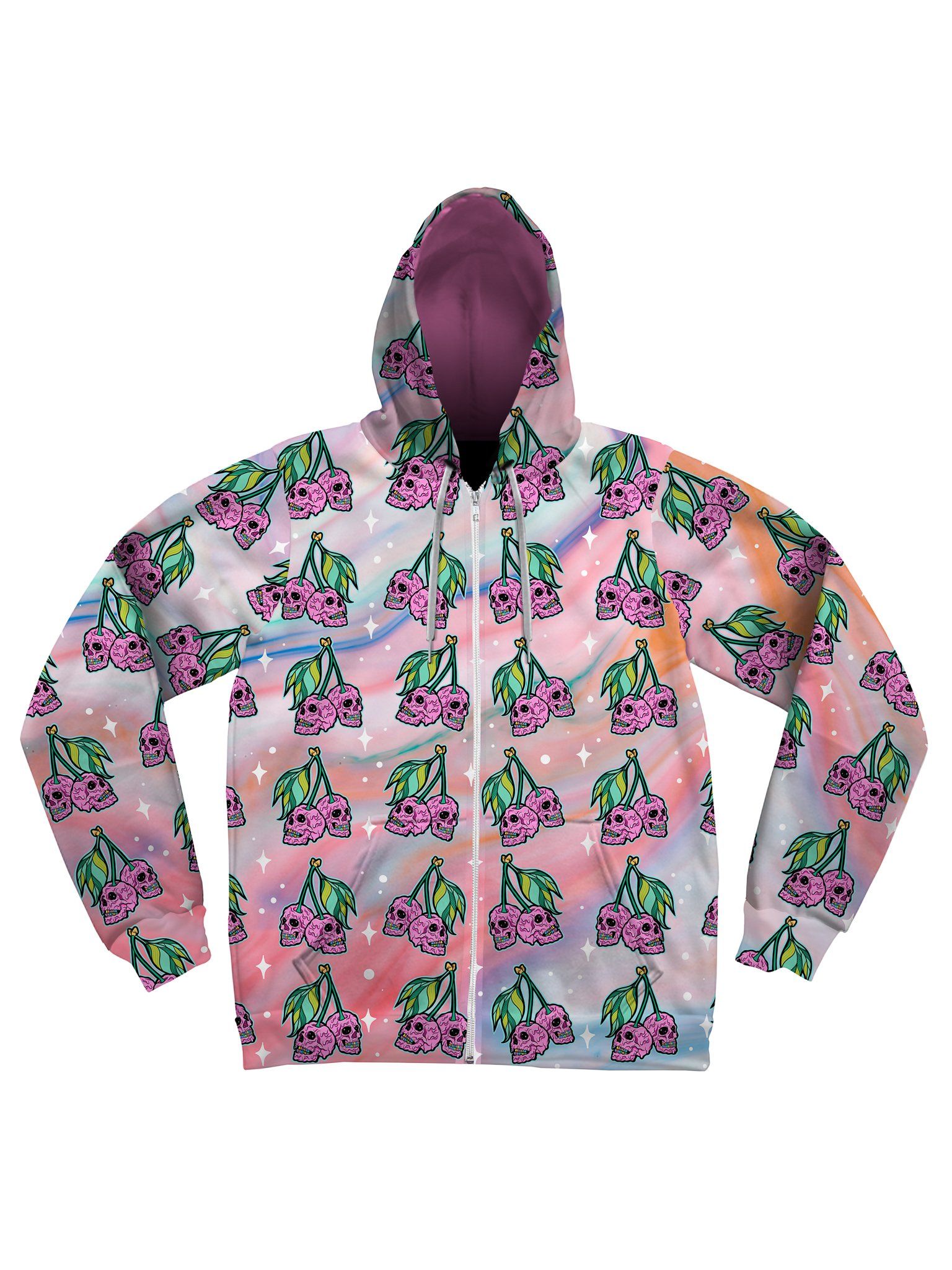 Cherry Skull (Rainbow) Unisex Hoodie - Electro Threads