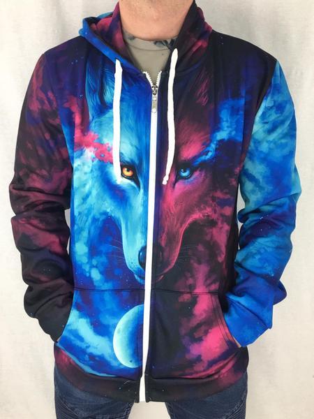 wolf zip up hoodie