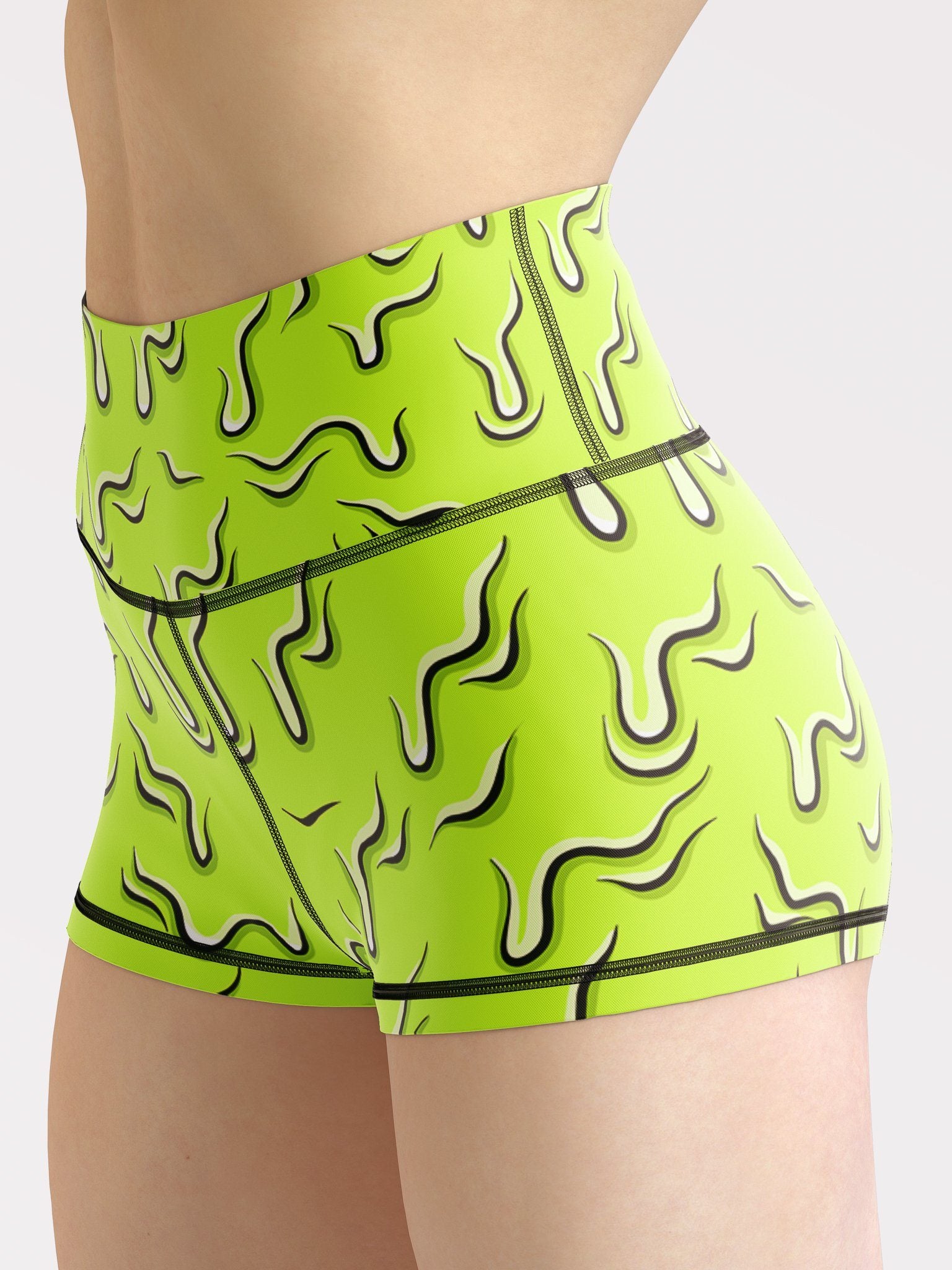 Neon Drippy (Green) Yoga Shorts 