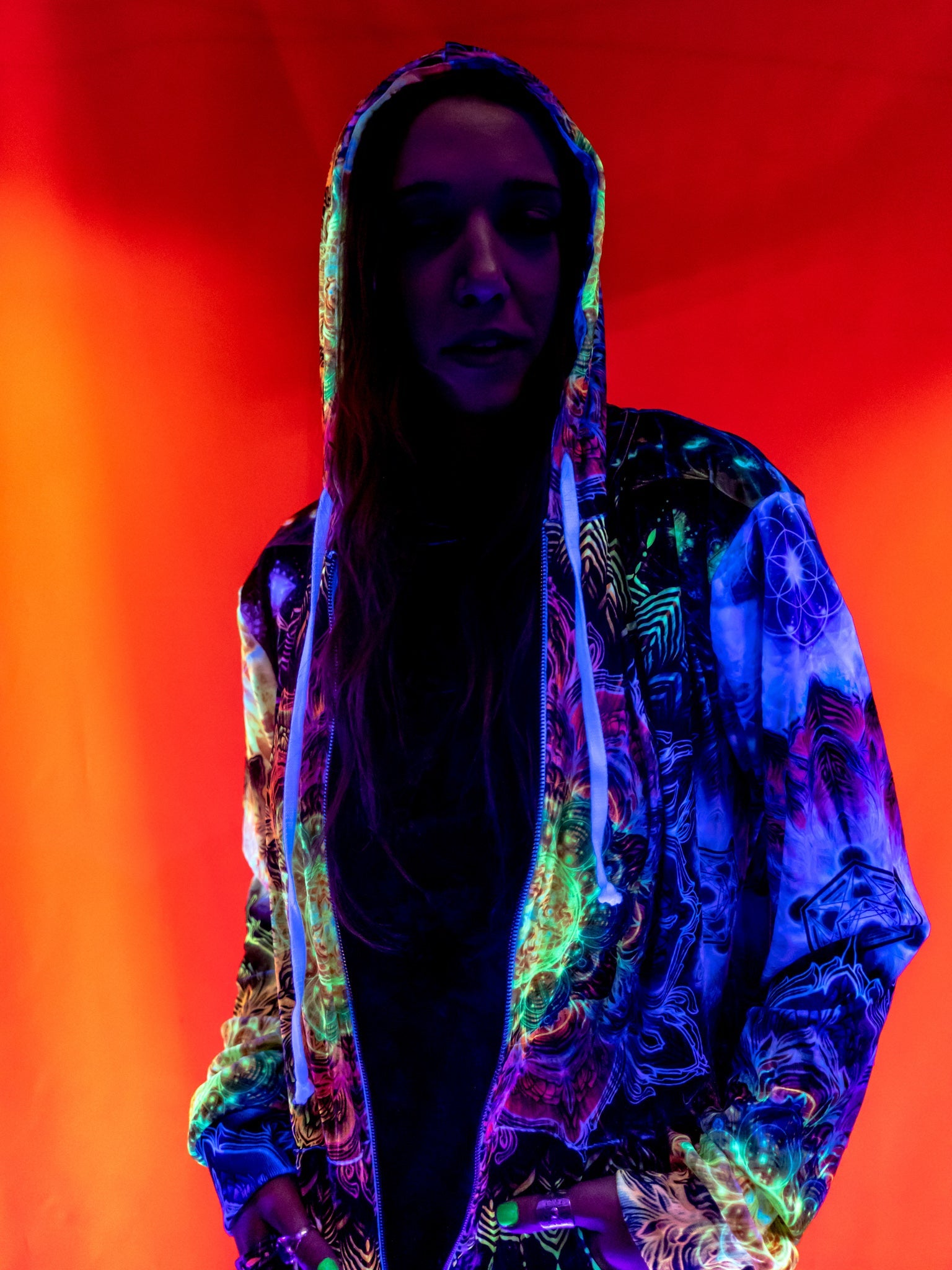 Neon Crushed Velvet Unisex Zip-Up Hoodie - Electro Threads