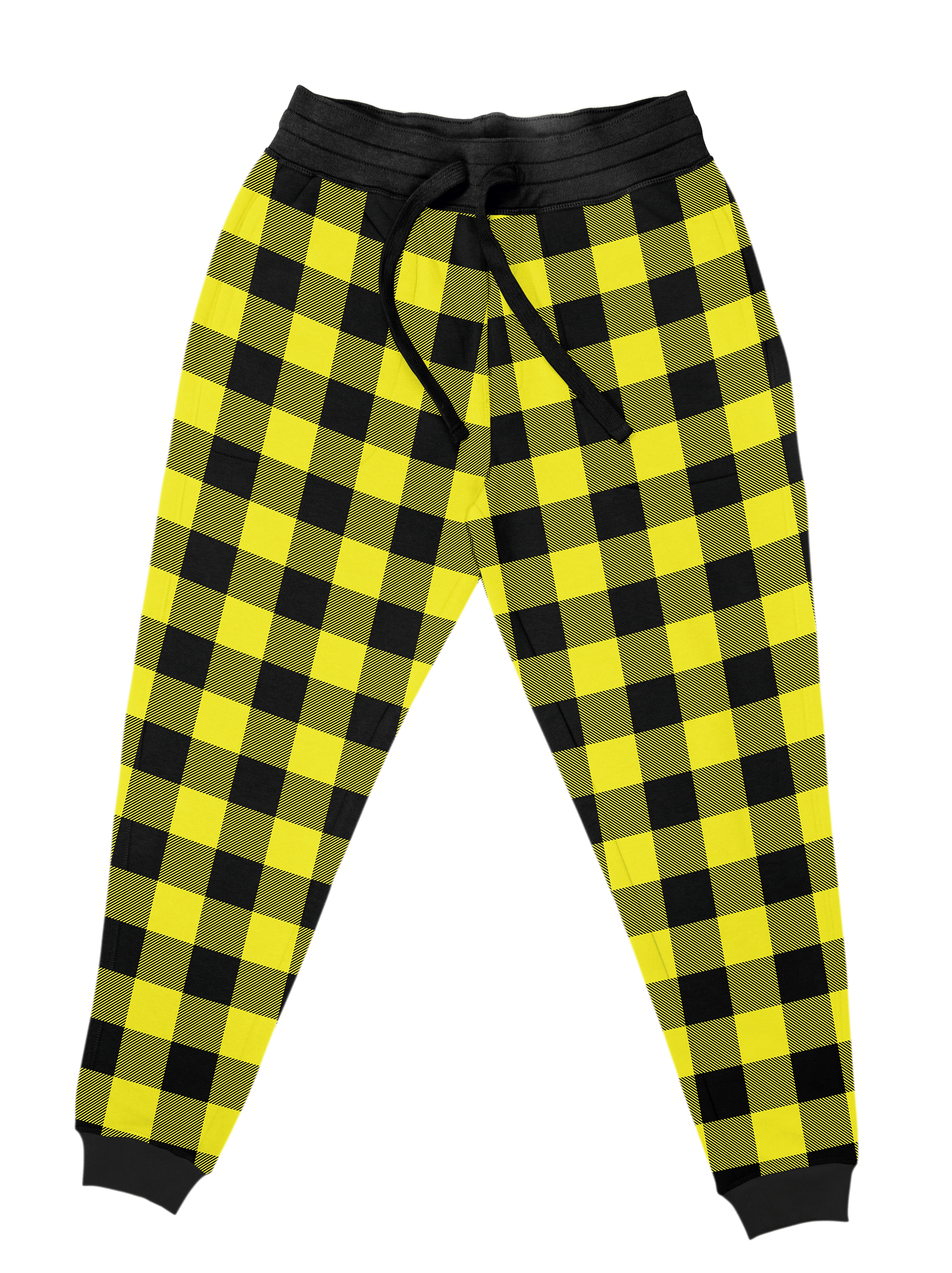 yellow and black plaid pants