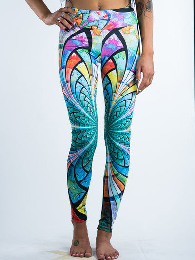 Optical Stained Glass Leggings - Electro Threads