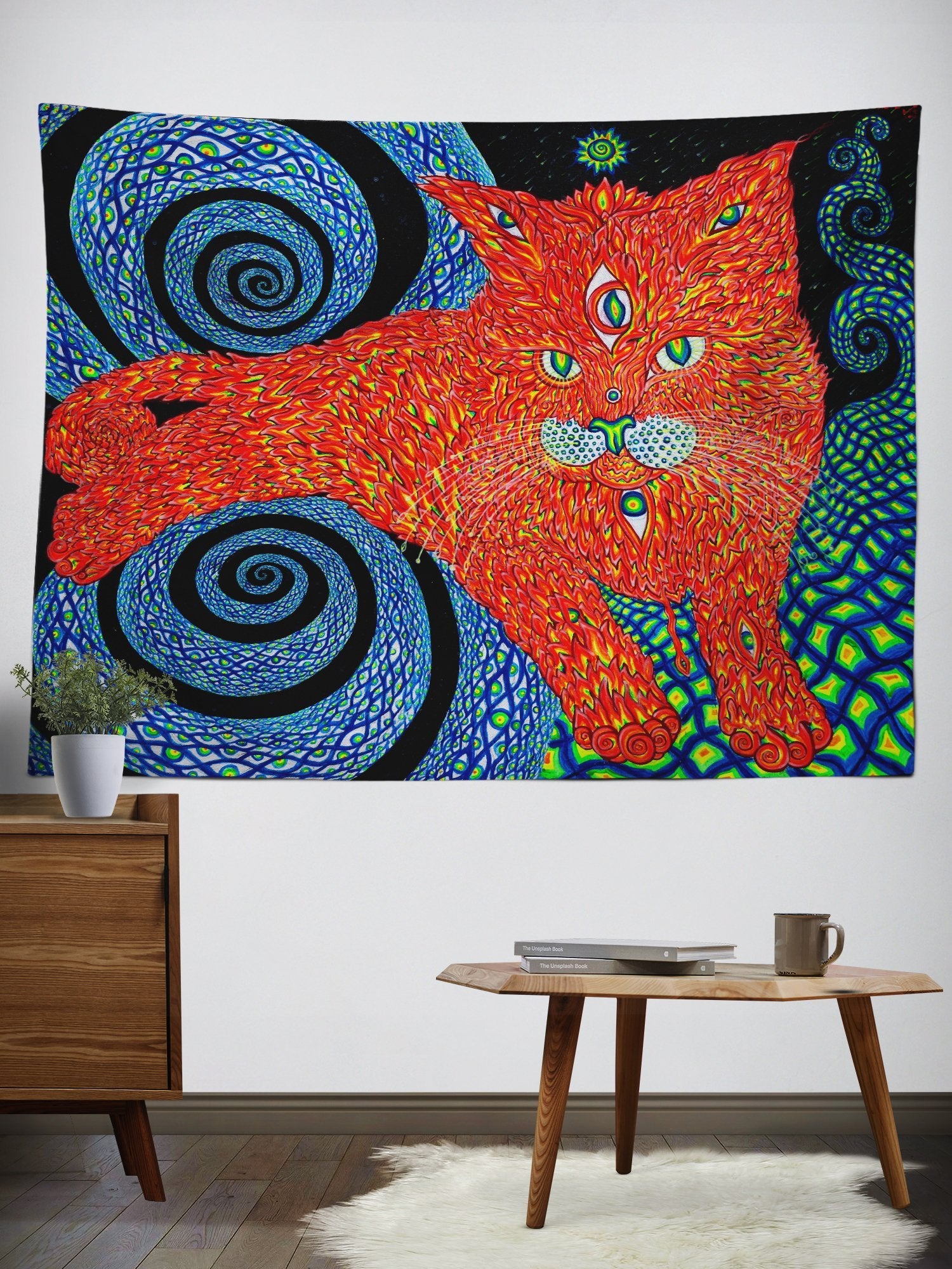 The Cat That Brings Love Wall Tapestry - Electro Threads