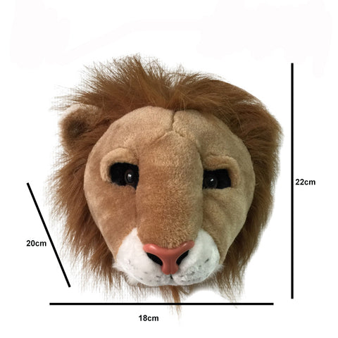 Mesure de la tête de lion kawaii en peluche 