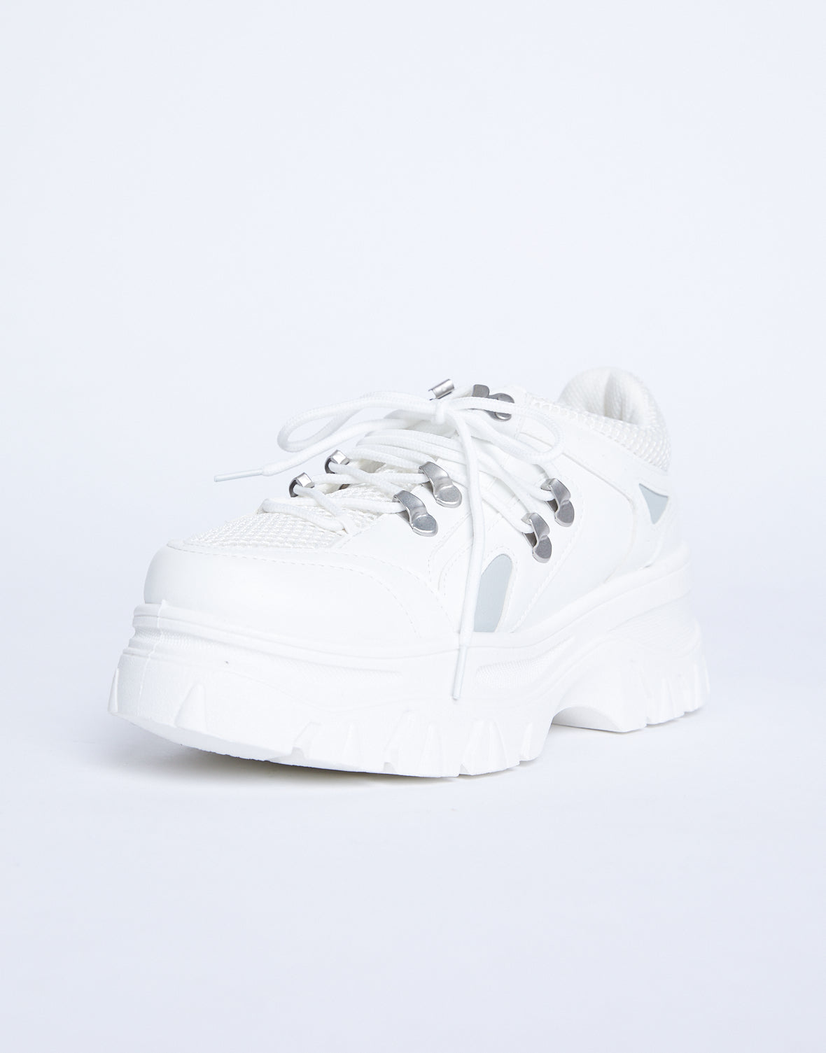 white chunky platform sneakers