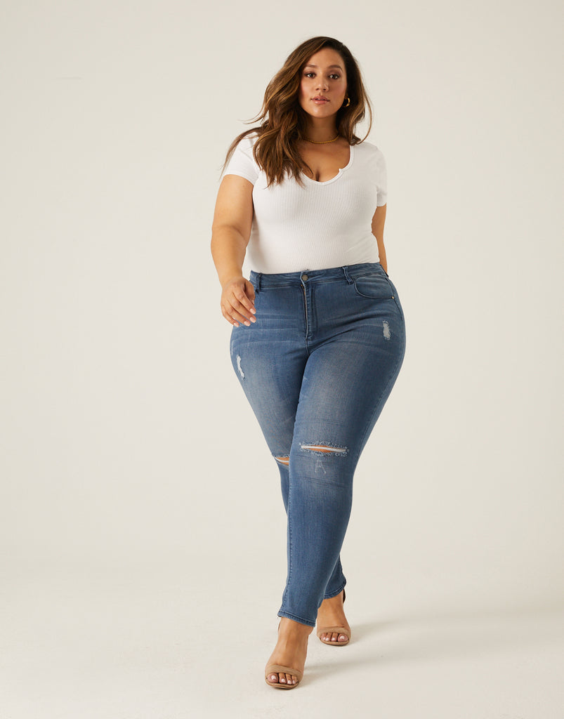 Curve Distressed Skinny Jeans – 2020AVE