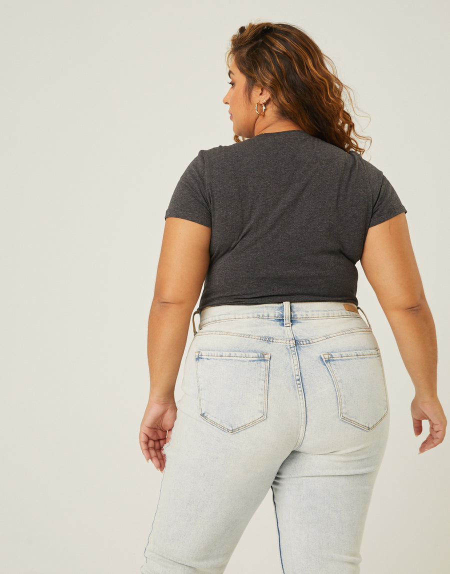 Curve Simple Loose Tee Plus Size Tops -2020AVE