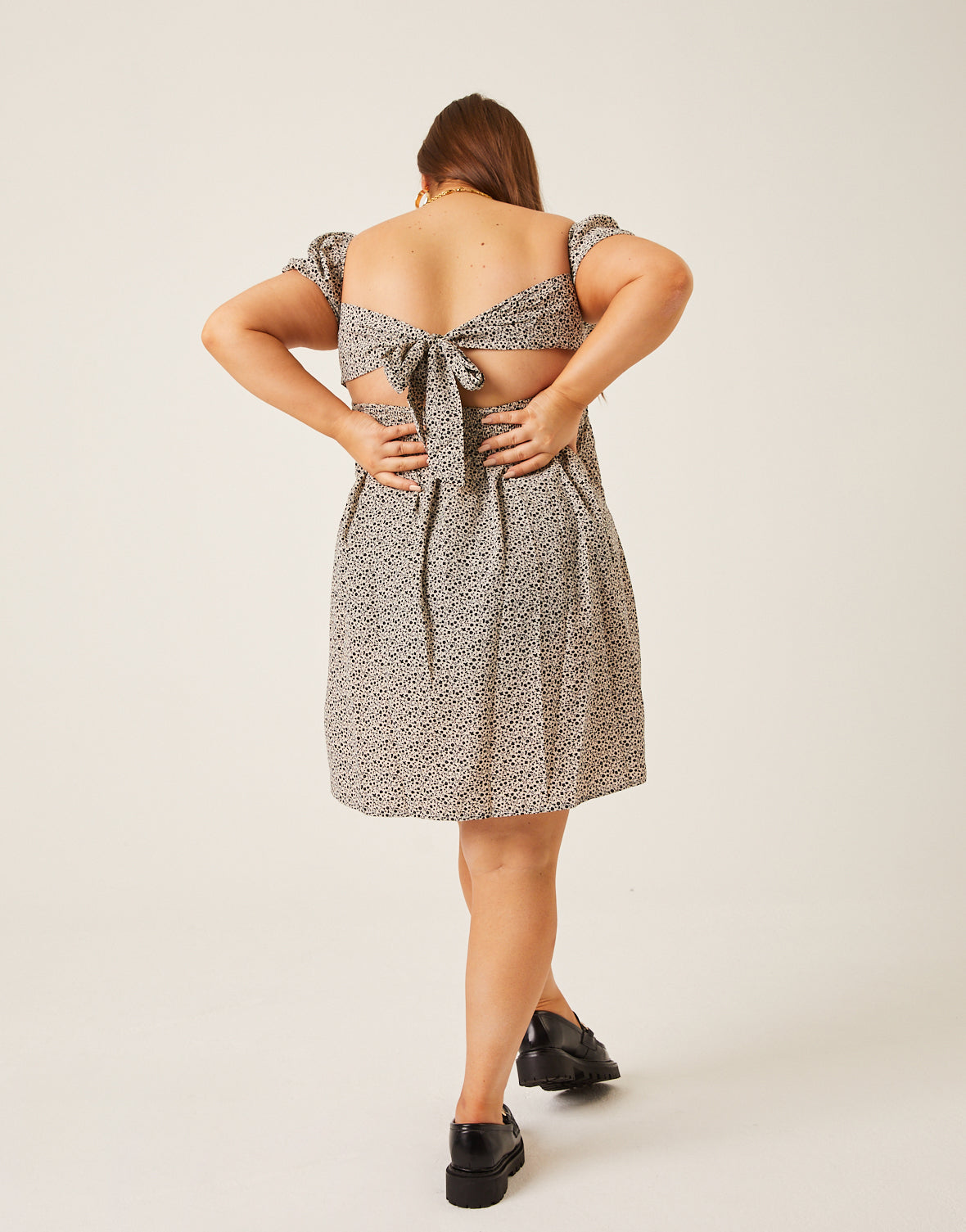 Curve Sweetheart Ditsy Tie Back Dress