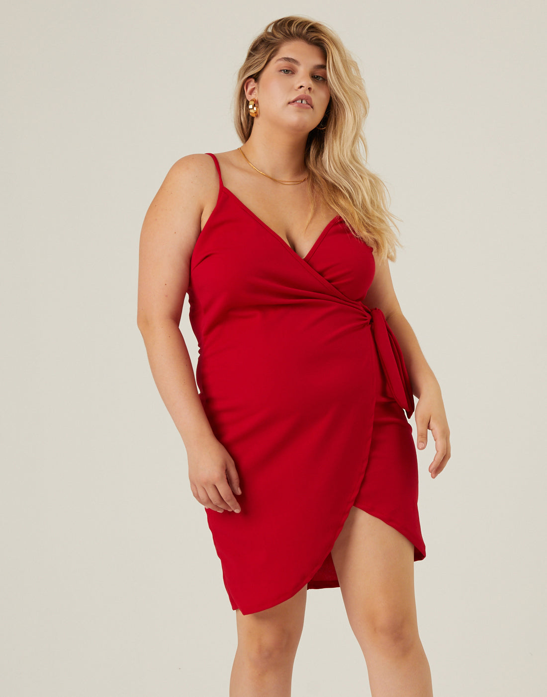 Curve Wrap Around Dress Plus Size Dresses Red 1XL -2020AVE