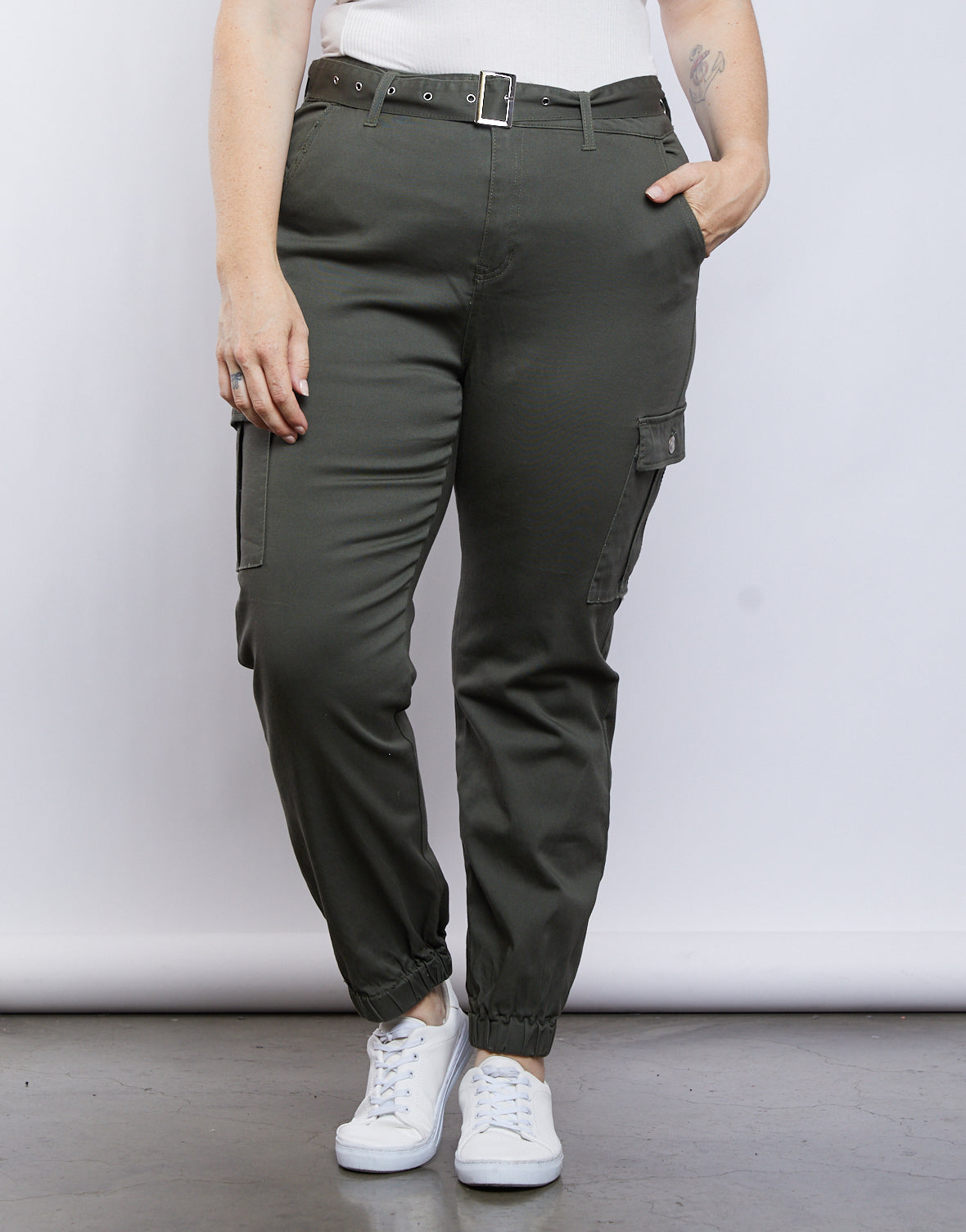 Plus Size Belted Cargo Pants - plus size cargo pants – 2020AVE