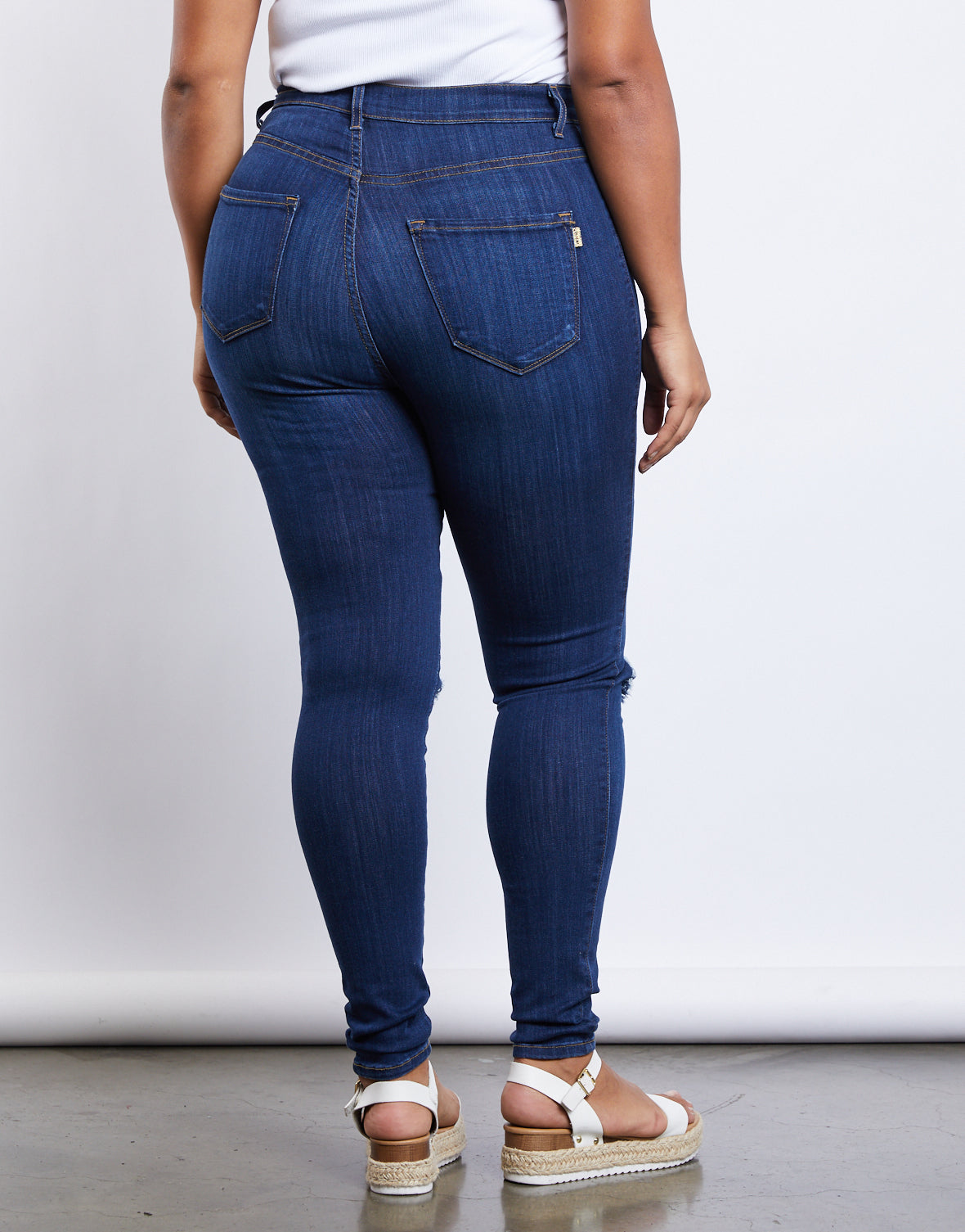 Plus Size Ripped Knee Skinny Jeans - Curvy Denim – 2020AVE
