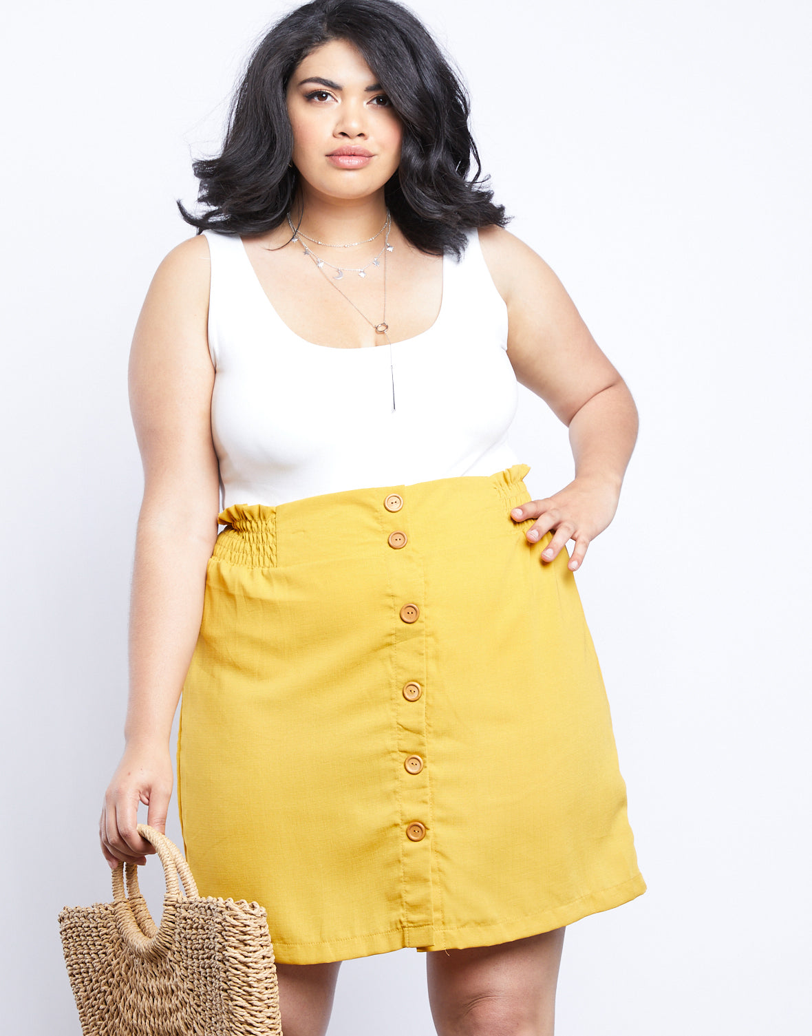 button down skirt plus size