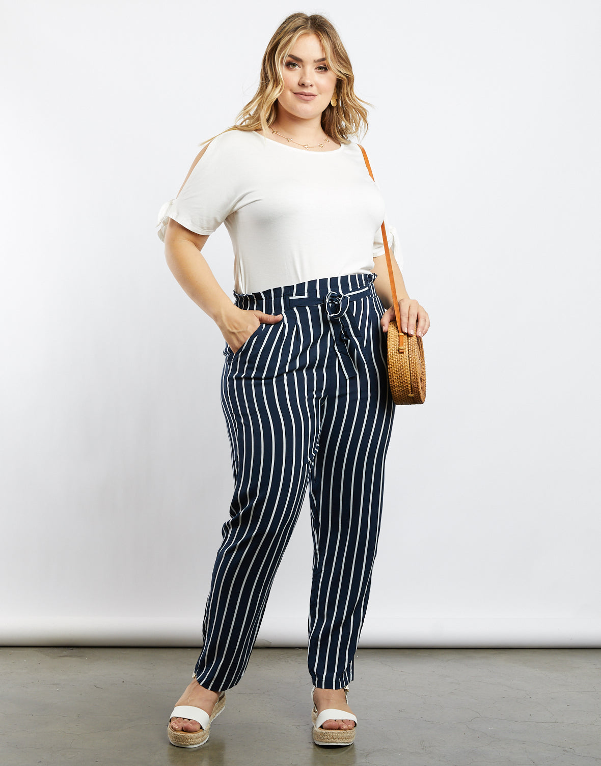 Plus Size Amelia Pinstriped Pants - plus size palazzo pants – 2020AVE
