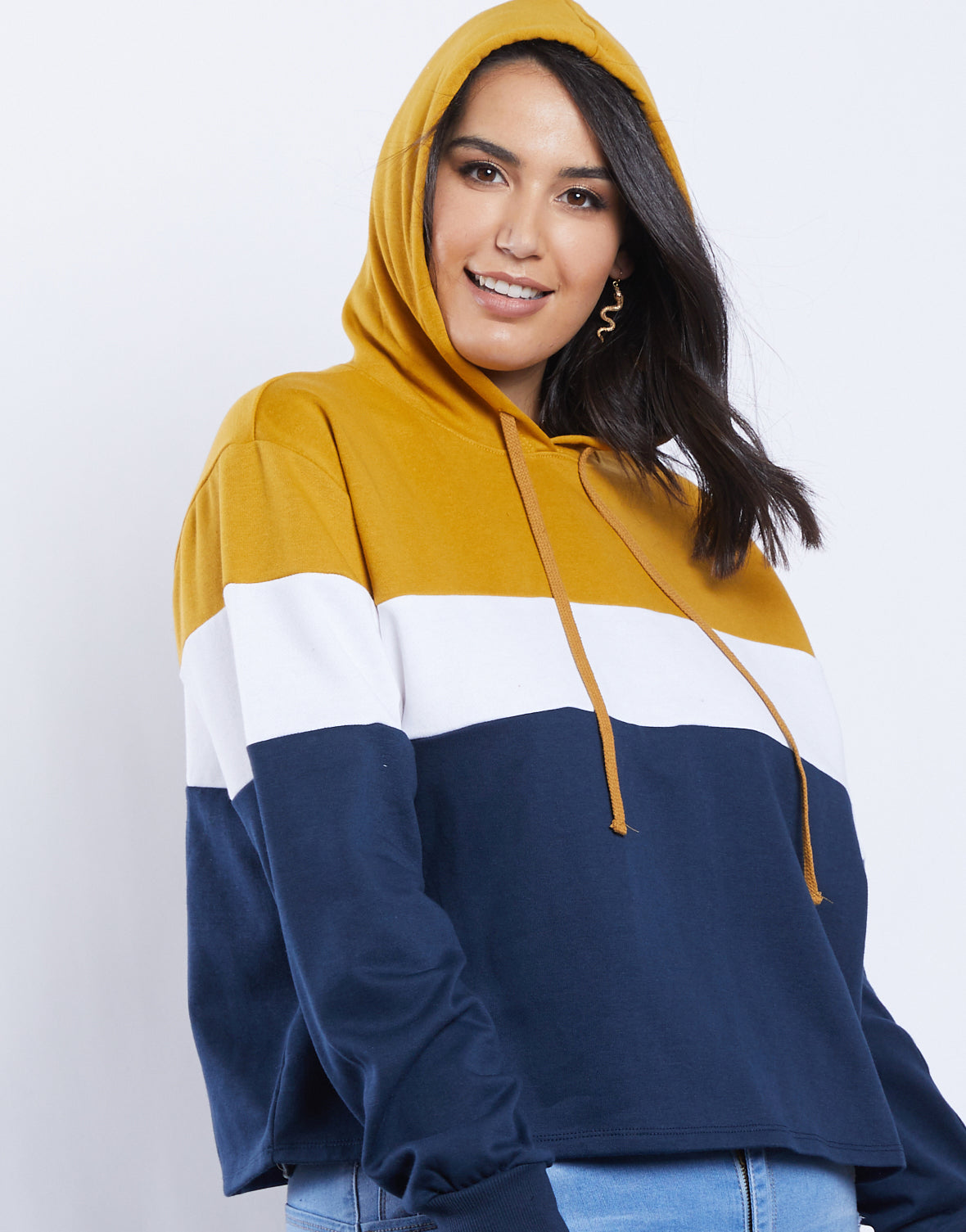 plus size color block hoodie