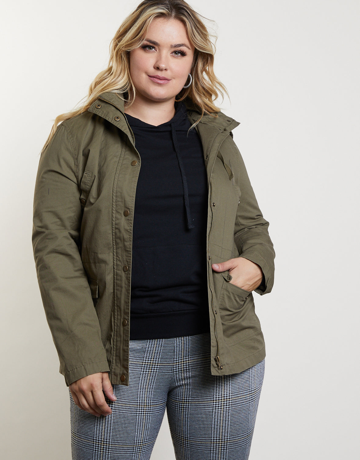 plus size hooded jacket