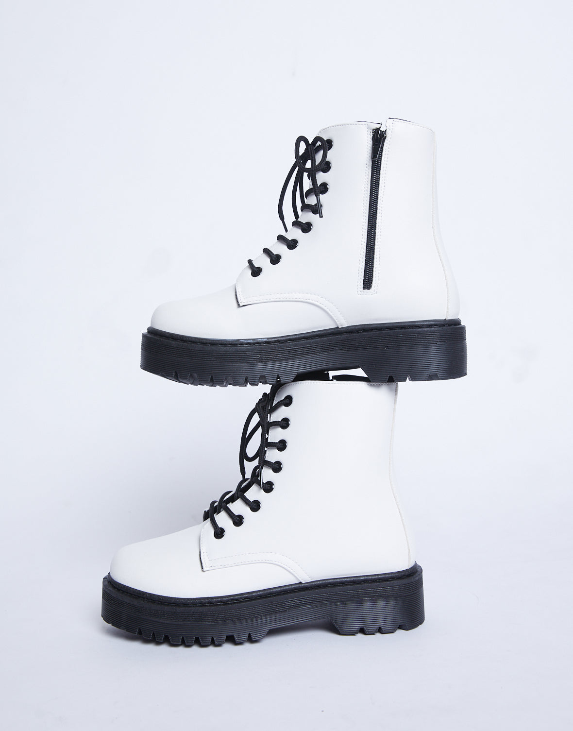 white platform combat boots