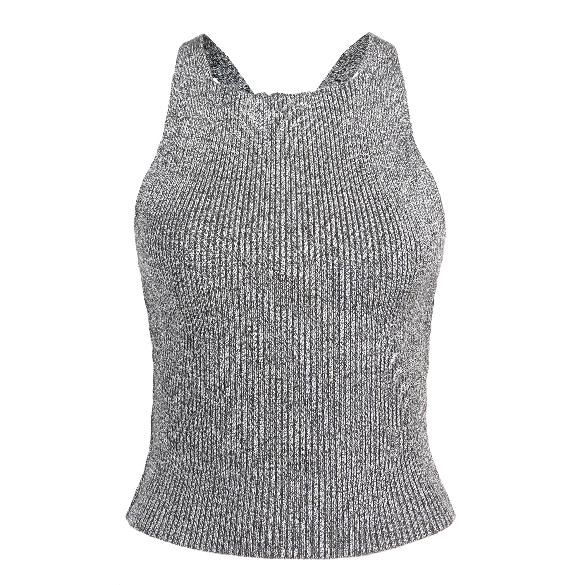 Ribbed Cross Back Top - Crop Top - Gray Tank – Tops – 2020AVE